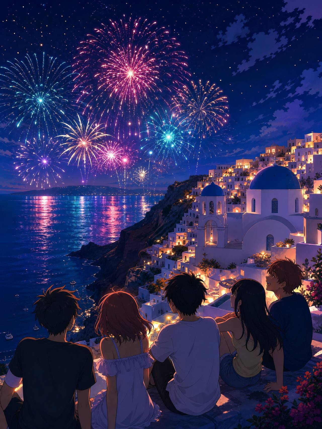 四虎教程动漫-烟花之夜AI场景动漫演示